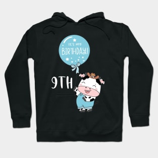 Cute baby cow boy 9th birthday Hoodie